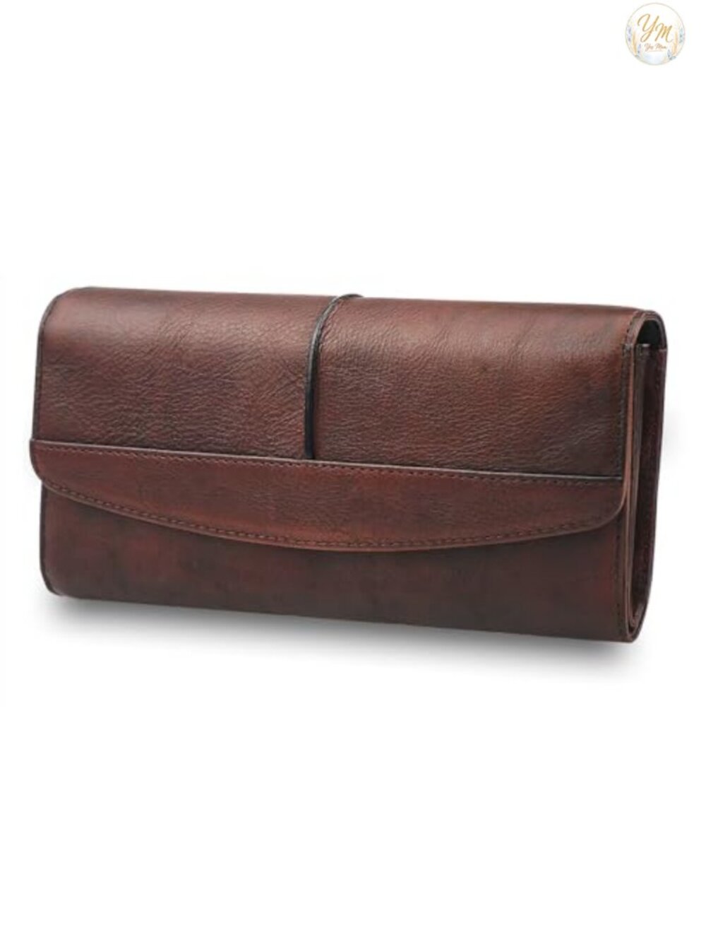 Large Capacity Genuine Leather Wallet Clutch Card Organizer with Zip Pocket